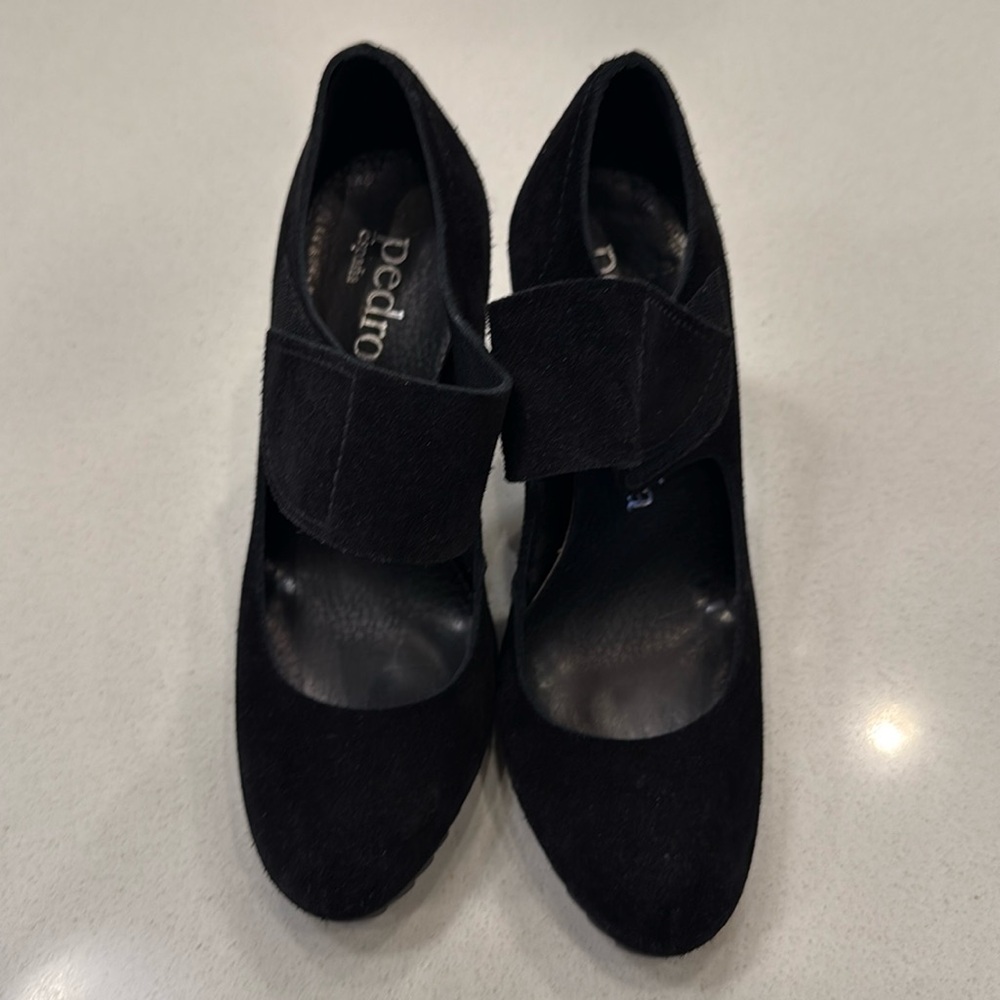 $495 Pedro Garcia Loreen Gray Mary Jane Platform Pumps Heels Shoes Suede